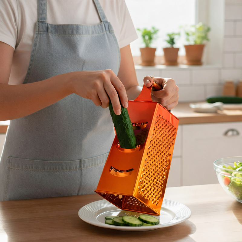 Anygleam Orange Stainless Steel Food Slicer – Multi-Function Kitchen Tool for Fruits, Vegetables & More