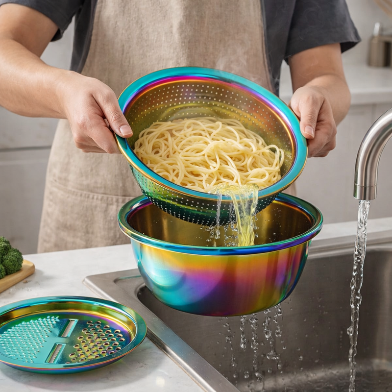 Anygleam Rainbow Stainless Steel Food Slicer – Multi-Function Kitchen Tool for Effortless Fruit & Vegetable Prep