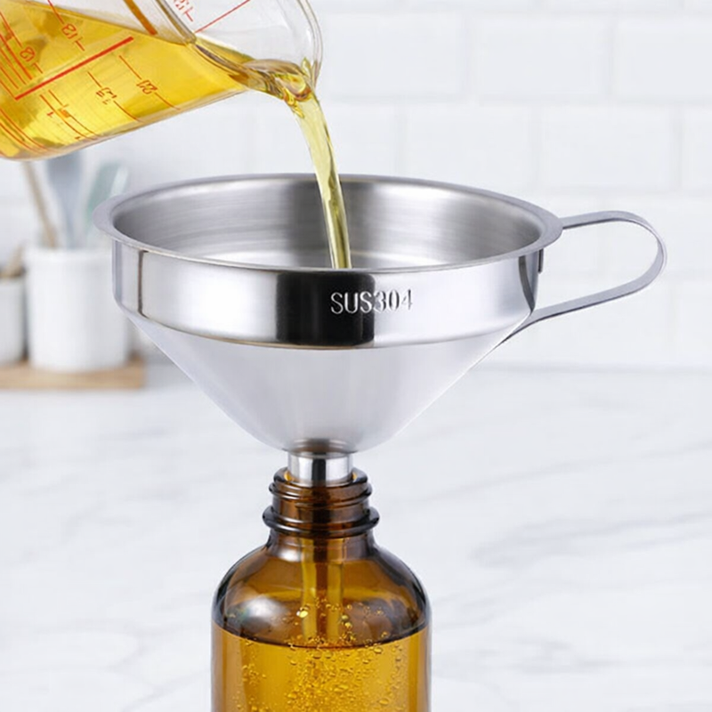 Anygleam Stainless Steel Funnel Set (2Pcs Silver) – Wide Cone Mouth with Detachable Strainer, Kitchen Utensil for Small Jars & Canning