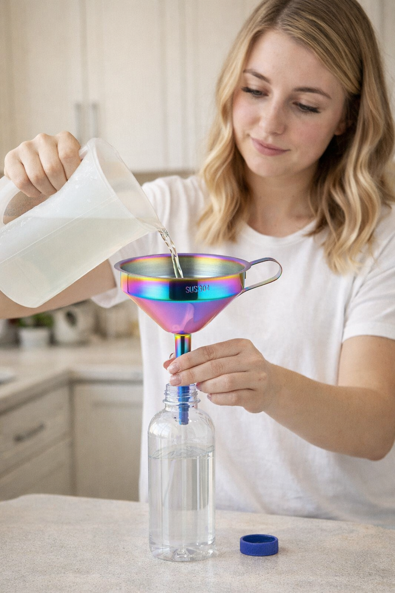 Anygleam Stainless Steel Funnel Set (2Pcs Pink Rainbow) – Wide Cone Mouth with Detachable Strainer, Kitchen Utensil for Small Jars & Canning