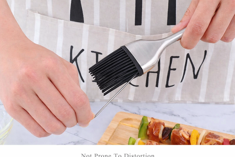 Anygleam BBQ & Baking Brush – Silver Bristles, Stainless Steel Handle