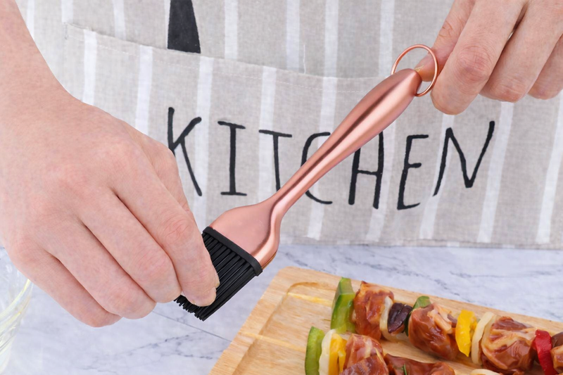 Anygleam BBQ & Baking Brush – Rose Gold Bristles, Stainless Steel Handle