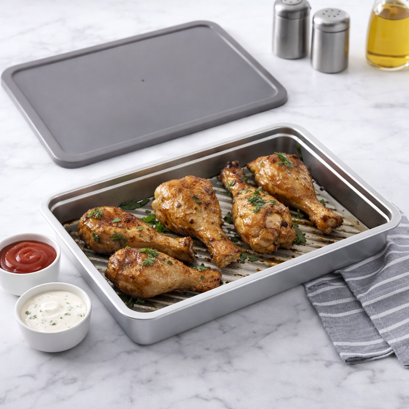 Anygleam Silver Stainless Steel Crisper Box – 1Pc Food Grade Food Storage Container with Lid