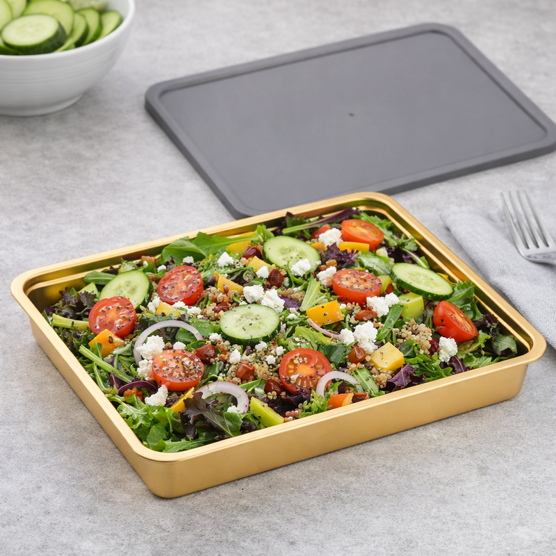 Anygleam Gold Stainless Steel Crisper Box – 1Pc Food Grade Food Storage Container with Lid