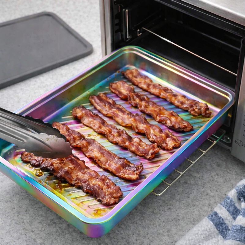Anygleam Pink Rainbow Stainless Steel Crisper Box – 2Pcs Food Grade Food Storage Container with Lid