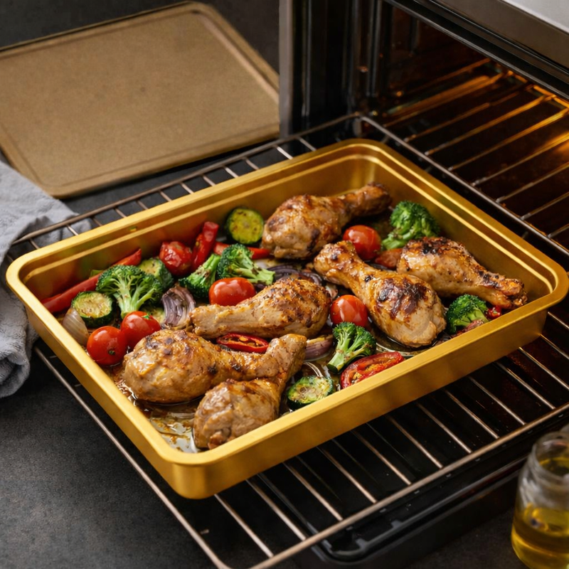 Anygleam Gold Stainless Steel Crisper Box – 2Pcs Food Grade Food Storage Container with Lid