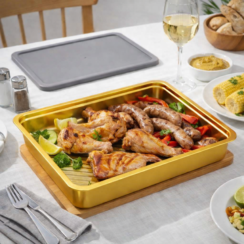 Anygleam Gold Stainless Steel Crisper Box – 2Pcs Food Grade Food Storage Container with Lid