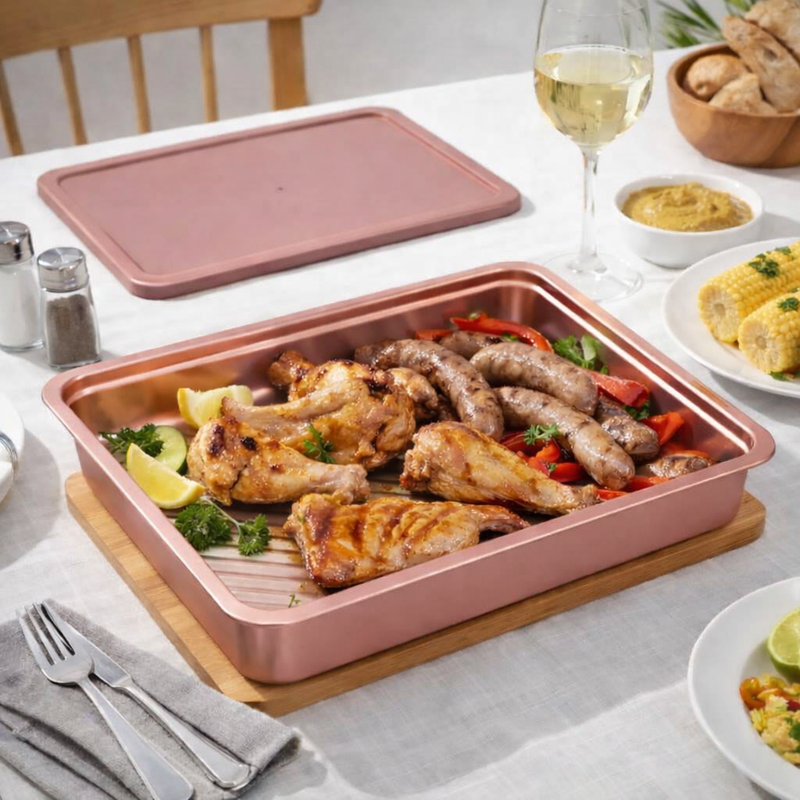 Anygleam Rose Gold 2Pcs Food Grade Stainless Steel Crisper Box Food Storage with Lid