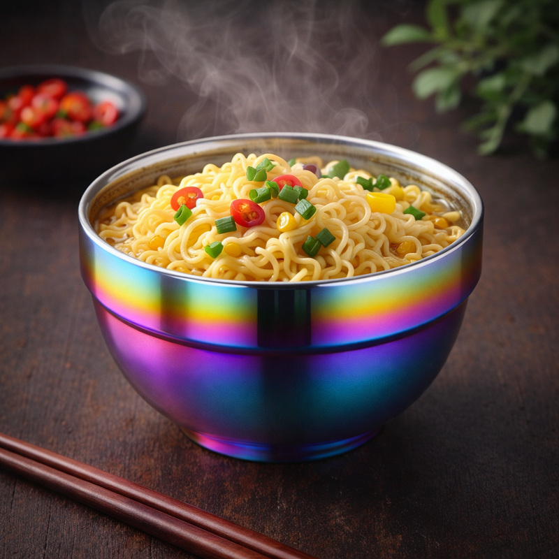 Anygleam Pink Rainbow Rice Bowls – 2Pcs Small Stainless Steel, Single-Layer Anti-Scalding Cooking Utensils