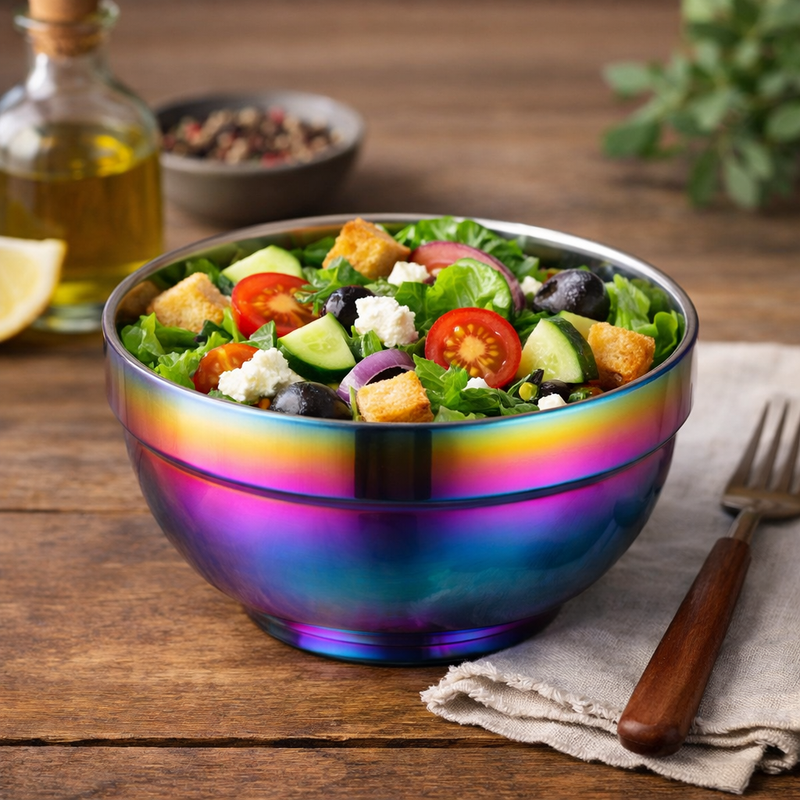 Anygleam Pink Rainbow Rice Bowls – 2Pcs Small Stainless Steel, Single-Layer Anti-Scalding Cooking Utensils