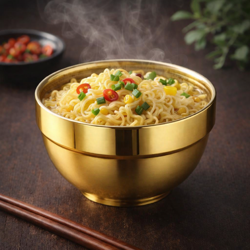 Anygleam Gold Rice Bowls – 2Pcs Small Stainless Steel, Single-Layer Anti-Scalding Cooking Utensils