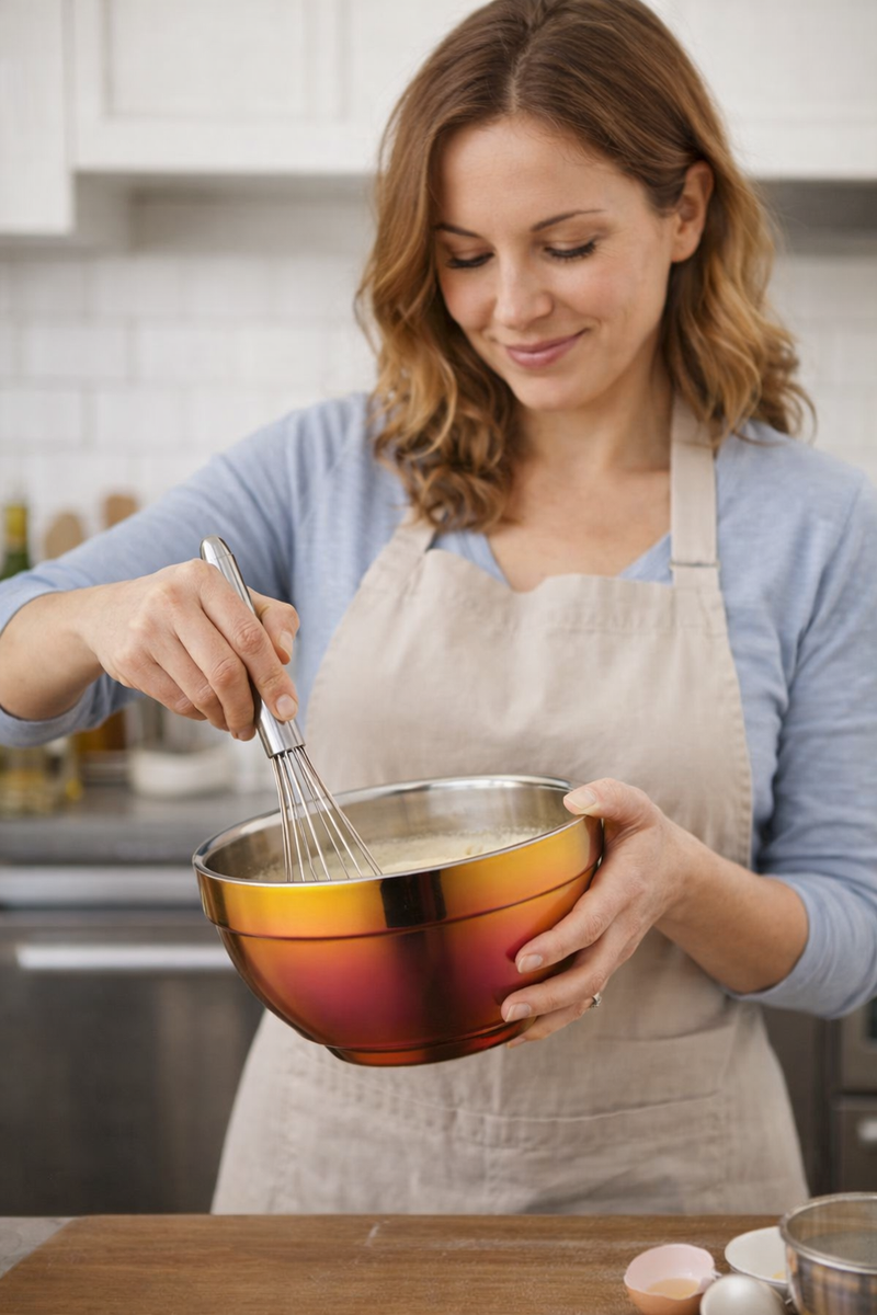 Anygleam Red RainbowRice Bowls – 2Pcs Small Stainless Steel, Single-Layer Anti-Scalding Cooking Utensils
