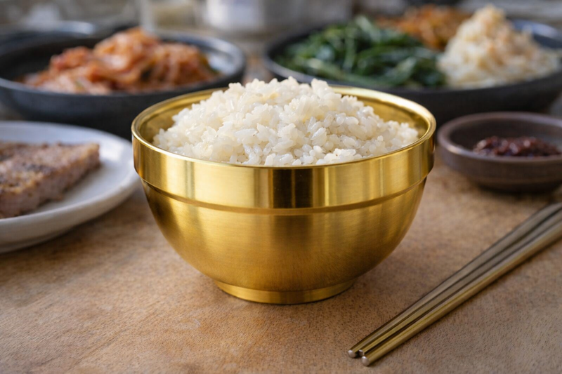 Anygleam Gold Rice Bowls – 5Pcs Small Stainless Steel, Single-Layer Anti-Scalding Cooking Utensils