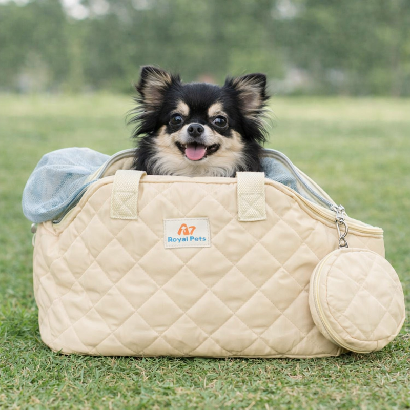 Anypet Apricot Pet Carrier Shoulder Bag – Breathable Travel Tote for Dogs & Cats