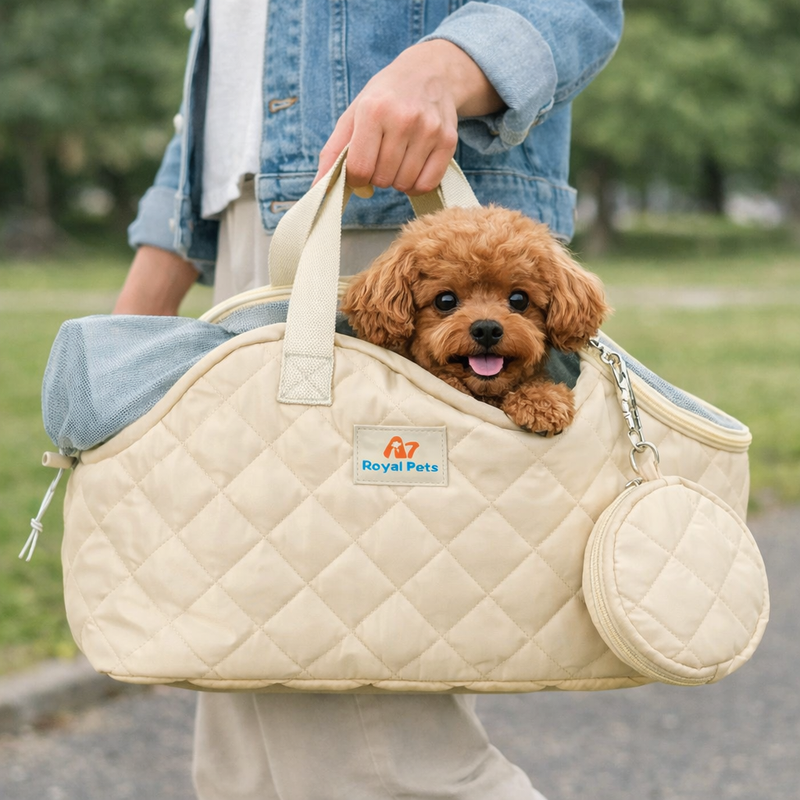 Anypet Apricot Pet Carrier Shoulder Bag – Breathable Travel Tote for Dogs & Cats