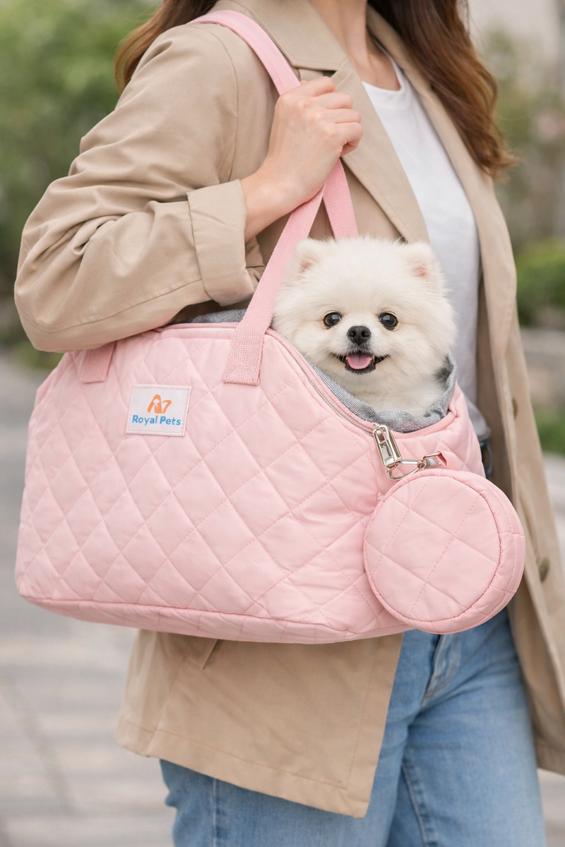 Anypet Pink Pet Carrier Shoulder Bag – Breathable Travel Tote for Dogs & Cats