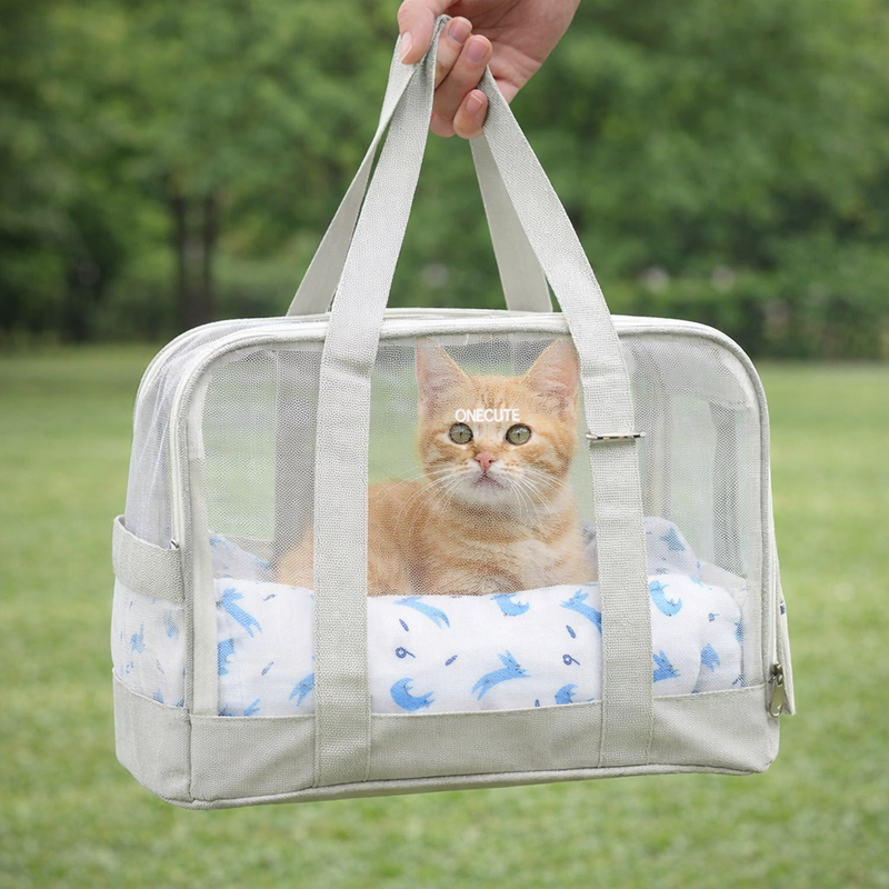 Anypet Gray Summer Pet Carrier – Breathable Cozy Shoulder & Hand Bag for Small Dogs, Poodles, Yorkies