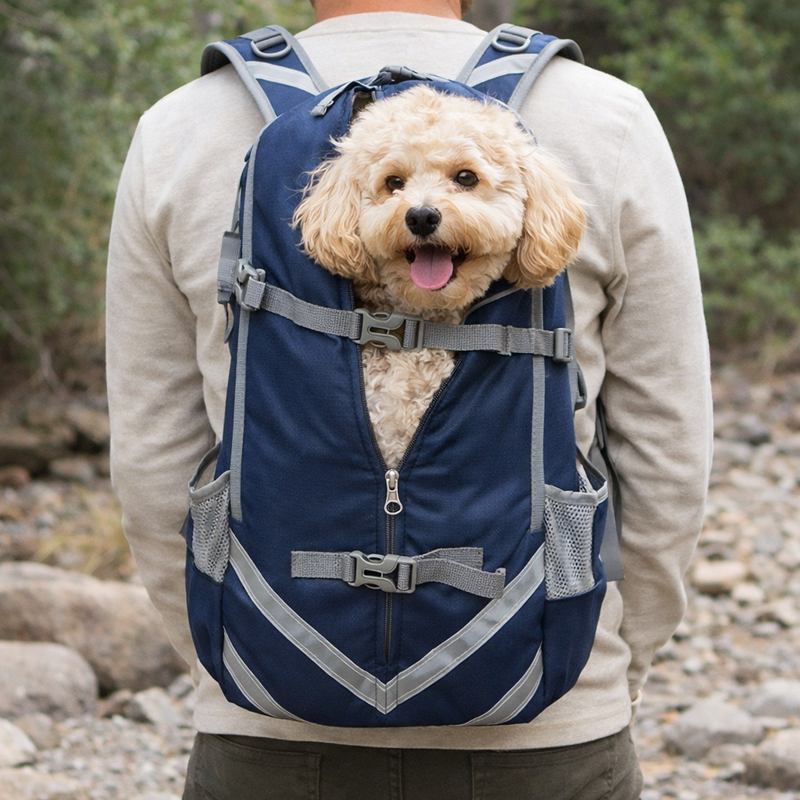 Anypet Navy Pet Carrier Backpack – Medium Travel Bag with Pocket for Small & Medium Dogs