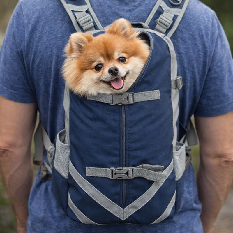 Anypet Navy Pet Carrier Backpack – Medium Travel Bag with Pocket for Small & Medium Dogs