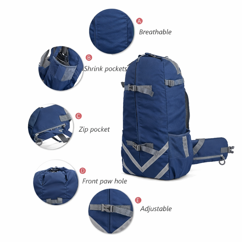 Anypet Navy Pet Carrier Backpack – Medium Travel Bag with Pocket for Small & Medium Dogs