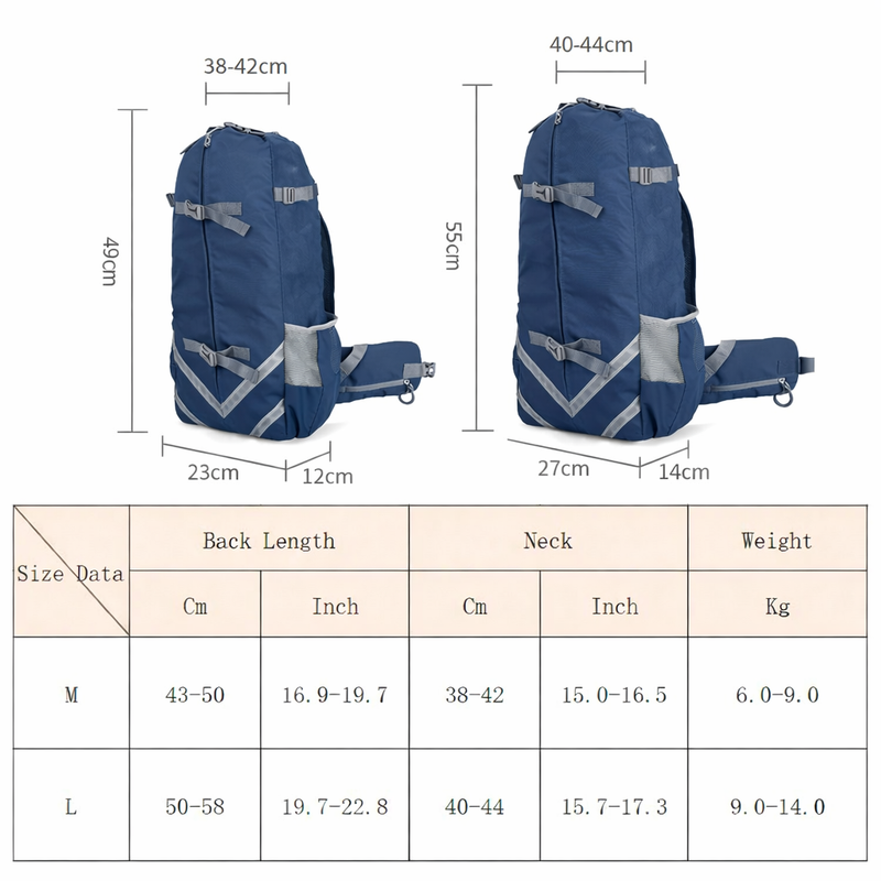 Anypet Navy Pet Carrier Backpack – Medium Travel Bag with Pocket for Small & Medium Dogs