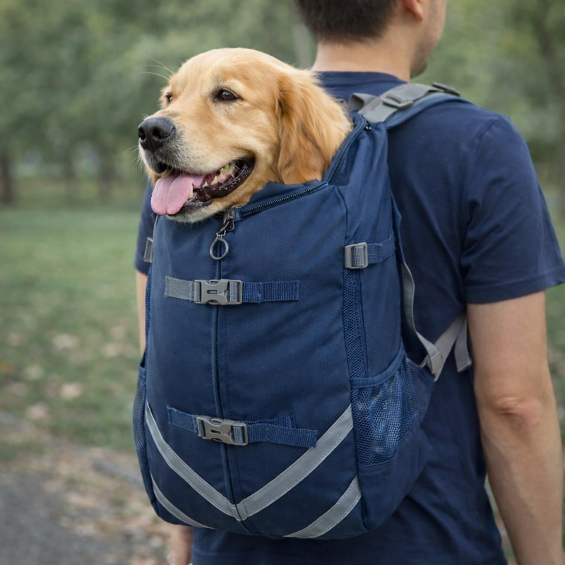 Anypet Navy Pet Carrier Backpack – Medium Travel Bag with Pocket for Small & Medium Dogs