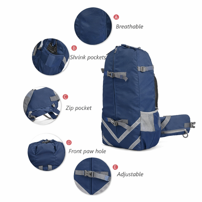 Anypet Navy Pet Carrier Backpack – Medium Travel Bag with Pocket for Small & Medium Dogs