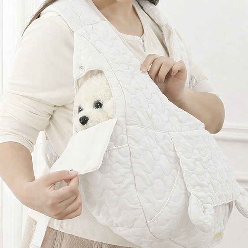 Anypet Large White Pet Carrier Backpack – Embroidered Fabric, Spacious Design for Small Dogs & Cats