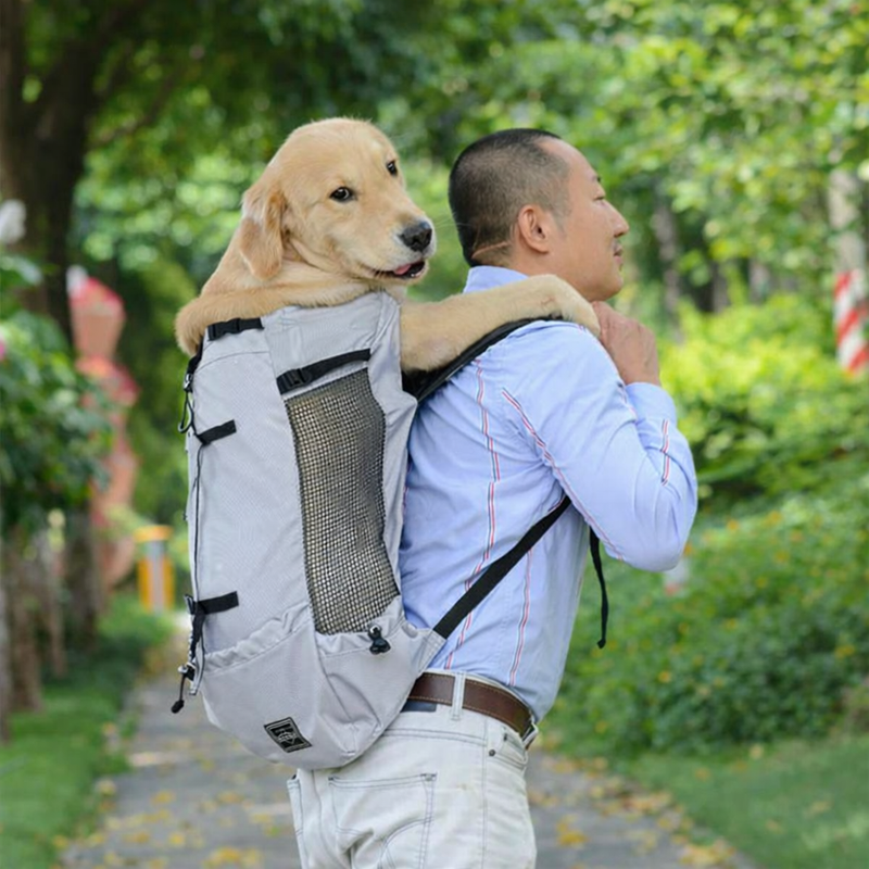 Anypet Medium Light Gray Pet Carrier Backpack with Pockets – Travel & Driving Bag for Medium to Large Dogs