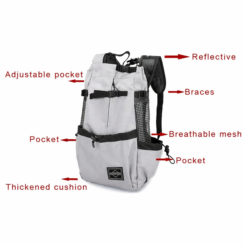 Anypet Medium Light Gray Pet Carrier Backpack with Pockets – Travel & Driving Bag for Medium to Large Dogs