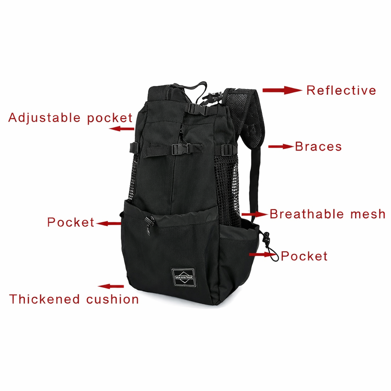 Anypet Medium Black Pet Carrier Backpack with Pockets – Travel & Driving Bag for Medium to Large Dogs