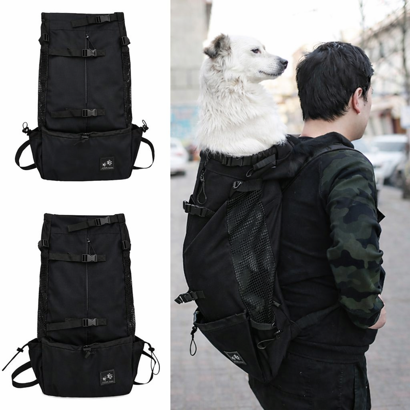 Anypet Medium Black Pet Carrier Backpack with Pockets – Travel & Driving Bag for Medium to Large Dogs