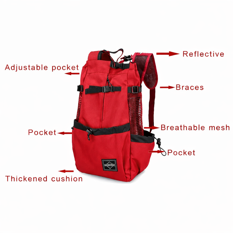 Anypet Medium Red Pet Carrier Backpack with Pockets – Travel & Driving Bag for Medium to Large Dogs
