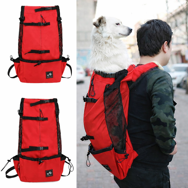 Anypet Medium Red Pet Carrier Backpack with Pockets – Travel & Driving Bag for Medium to Large Dogs
