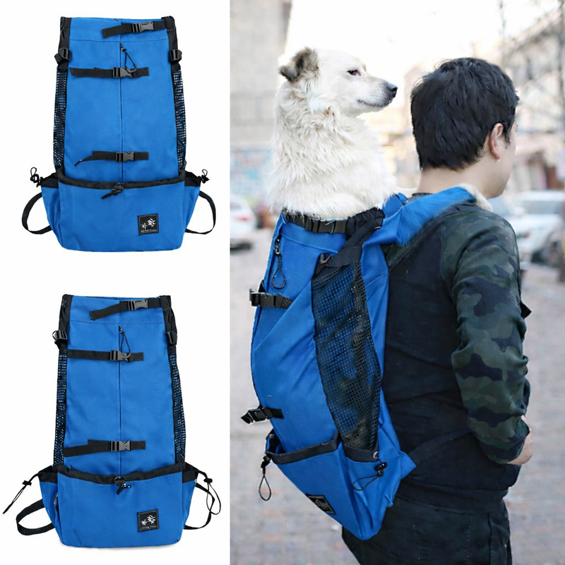 Anypet Medium Blue Pet Carrier Backpack with Pockets – Travel & Driving Bag for Medium to Large Dogs