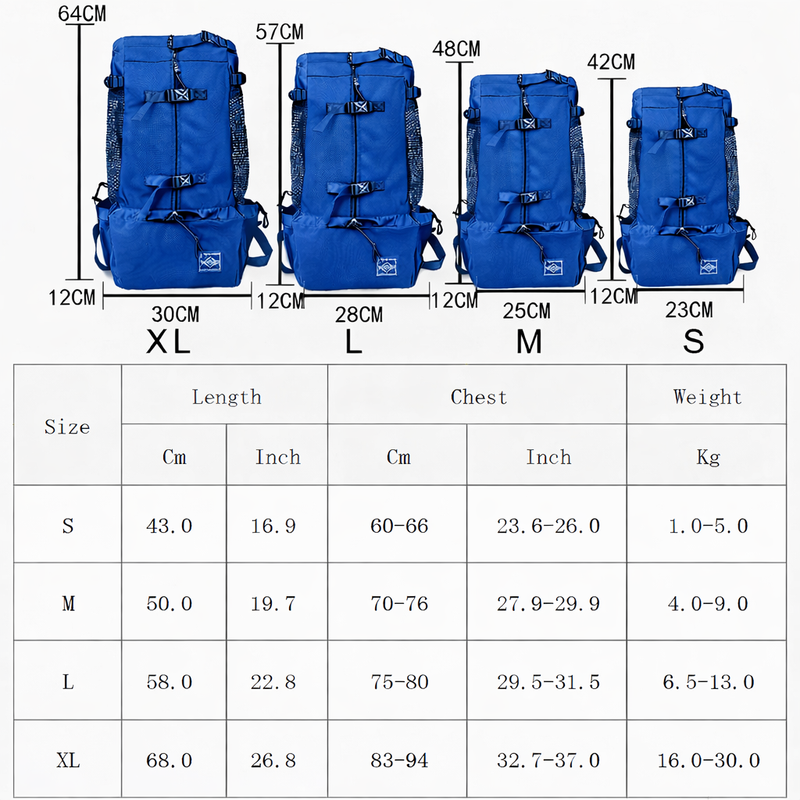 Anypet Small Blue Pet Carrier Backpack with Pockets – Travel & Driving Bag for Medium to Large Dogs