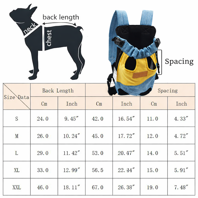 Anypet 3XL Yellow & Blue Denim Pet Carrier Backpack – Breathable Travel Bag with Pockets for Small Pets