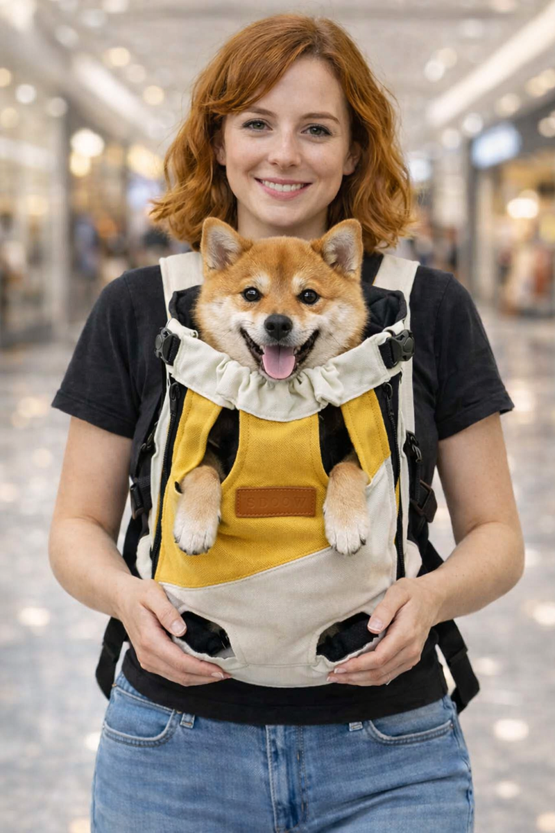 Anypet 3XL White and Yellow Denim Pet Carrier Backpack – Breathable Travel Bag with Pockets for Small Pets