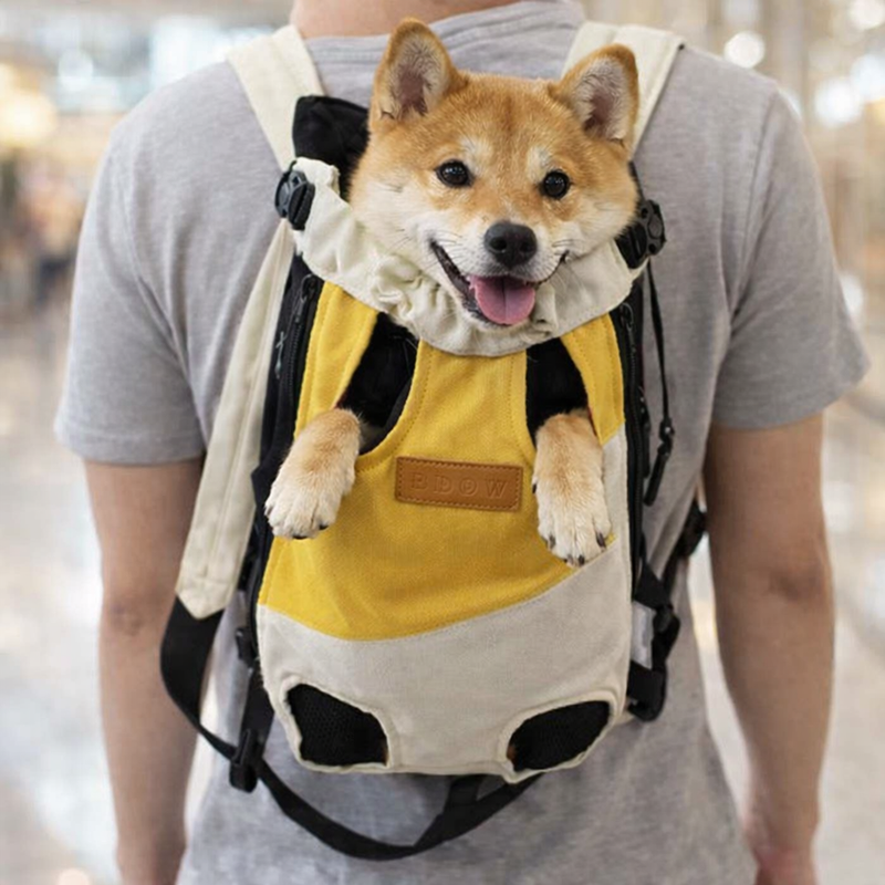 Anypet 3XL White and Yellow Denim Pet Carrier Backpack – Breathable Travel Bag with Pockets for Small Pets