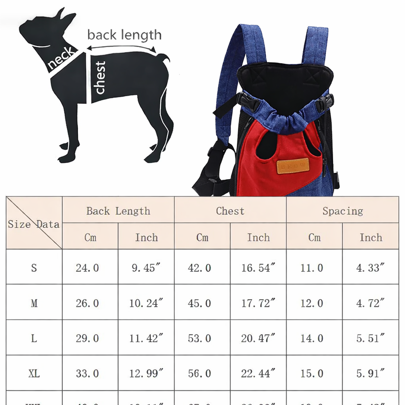Anypet Large Red Dark Blue Denim Pet Carrier Backpack – Breathable Travel Bag with Pockets for Small Pets