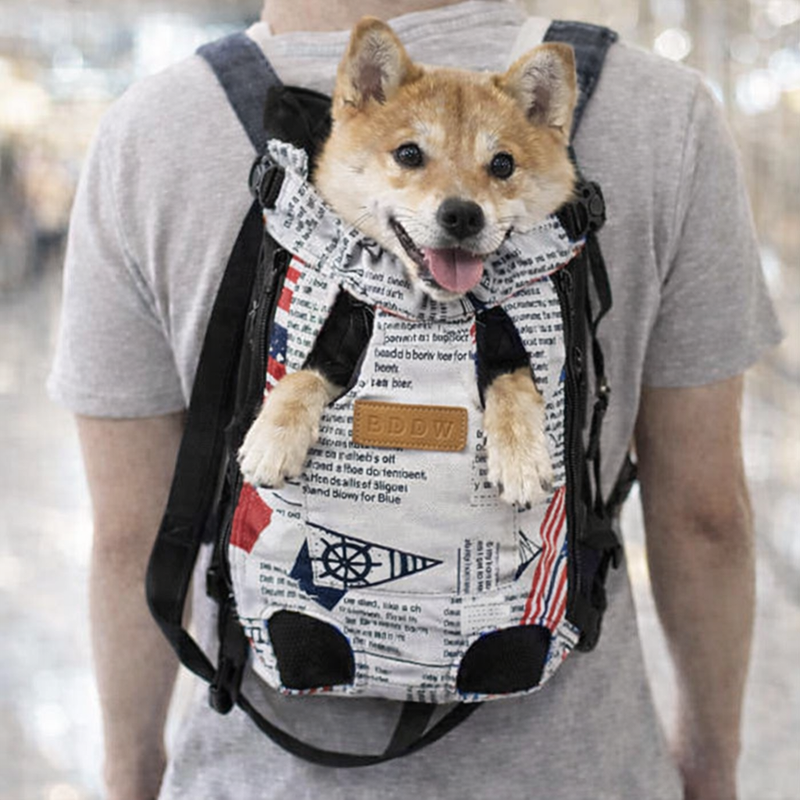 Anypet Small Magazine Printed Denim Pet Carrier Backpack – Breathable Travel Bag with Pockets for Small Pets