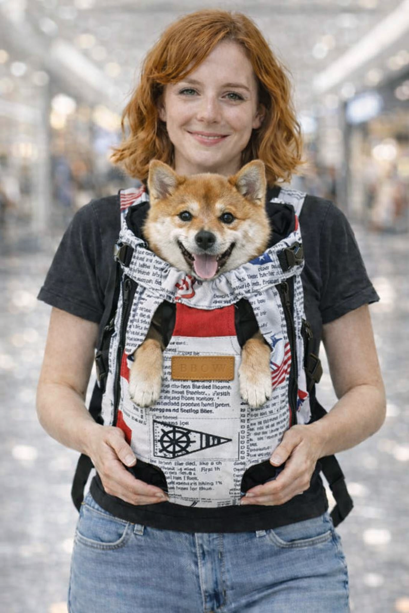Anypet Small Magazine Printed Denim Pet Carrier Backpack – Breathable Travel Bag with Pockets for Small Pets