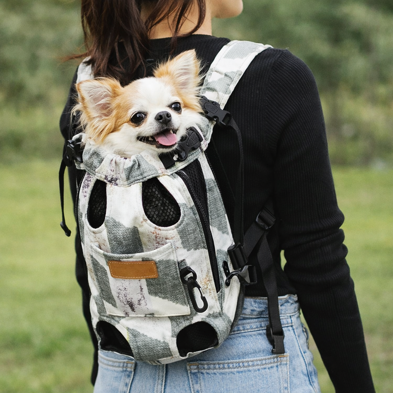 Anypet 3XL Patches Denim Pet Carrier Backpack – Breathable Travel Bag with Pockets for Small Pets