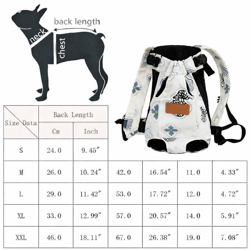 Anypet Small Gray Flower Print Denim Pet Carrier Backpack – Breathable Travel Bag with Pockets for Small Pets