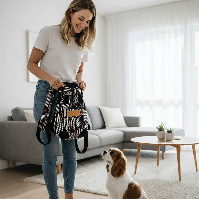 Anypet 3XL Linear Triangular Pattern Denim Pet Carrier Backpack – Breathable Travel Bag with Pockets for Small Pets