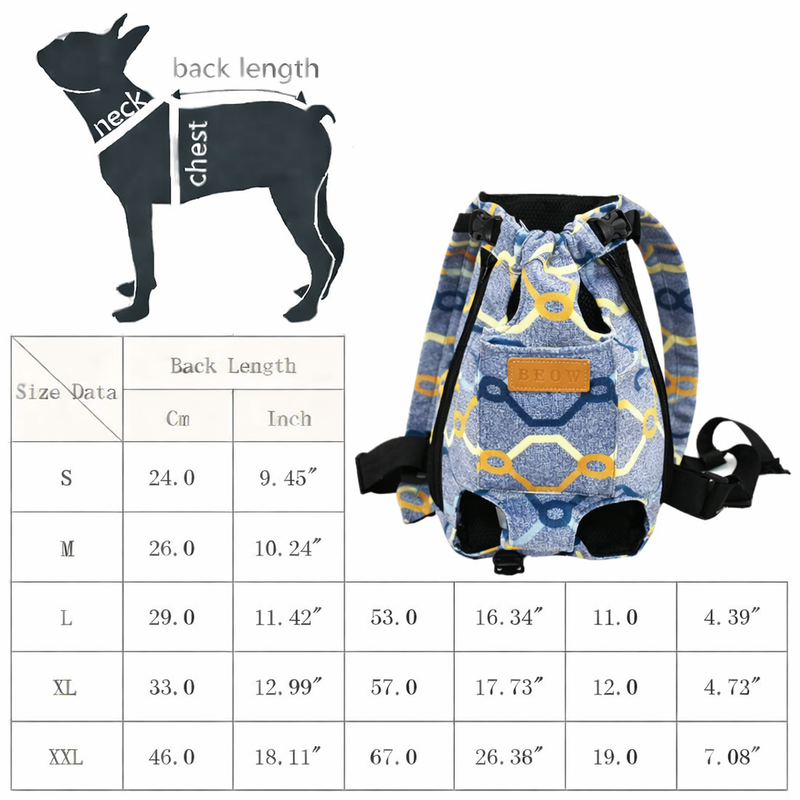 Anypet 3XL Light Blue Pattern Denim Pet Carrier Backpack – Breathable Travel Bag with Pockets for Small Pets