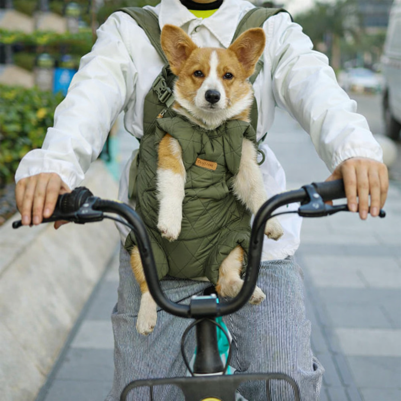 Anypet Green Cozy Winter Pet Carrier Backpack with Hoodie & Storage Pockets for Small to Medium Dogs