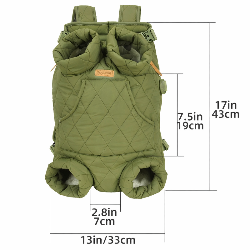 Anypet Green Cozy Winter Pet Carrier Backpack with Hoodie & Storage Pockets for Small to Medium Dogs
