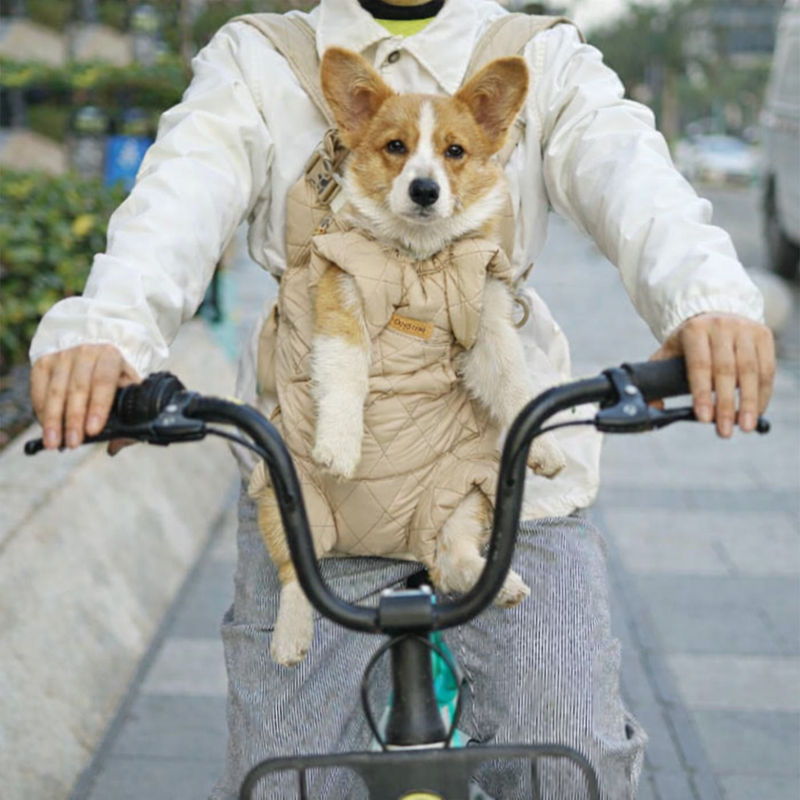 Anypet Beige Cozy Winter Pet Carrier Backpack with Hoodie & Storage Pockets for Small to Medium Dogs