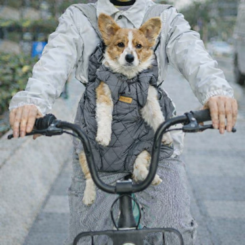 Anypet Grey Cozy Winter Pet Carrier Backpack with Hoodie & Storage Pockets for Small to Medium Dogs